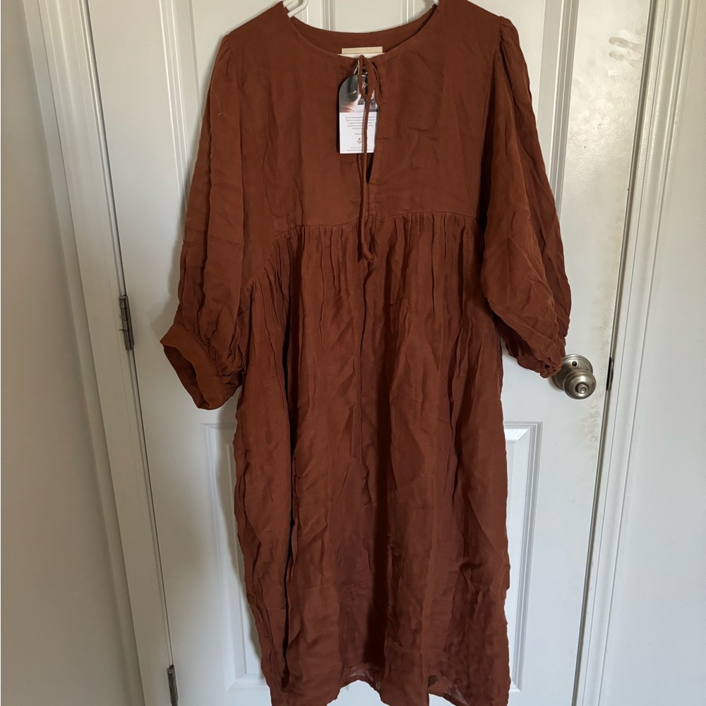 Daughters of India Kyra Midi Dress in Rust, Size XL